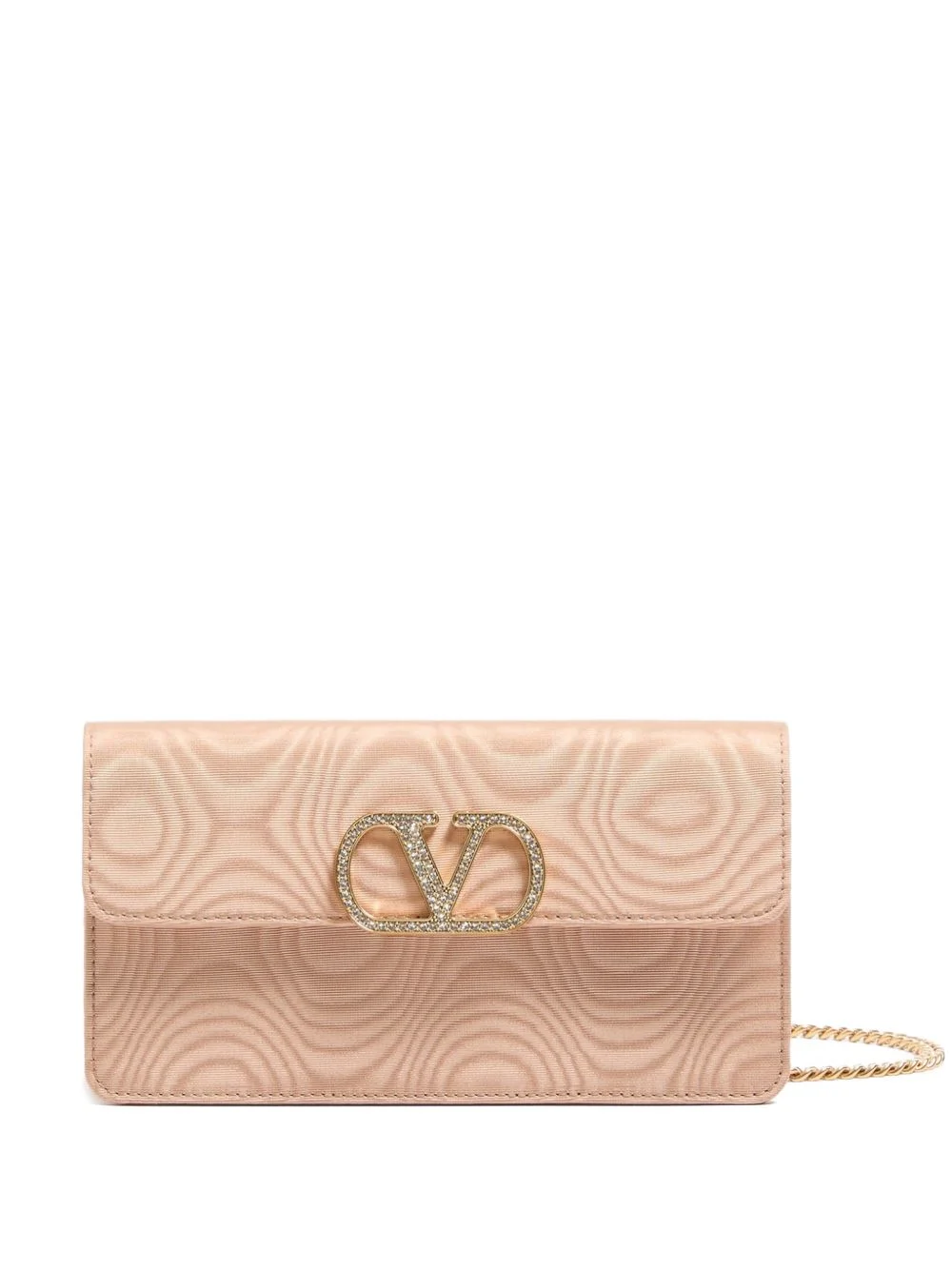 VLogo Signature chain wallet in Moiré fabric with jewel logo - 1