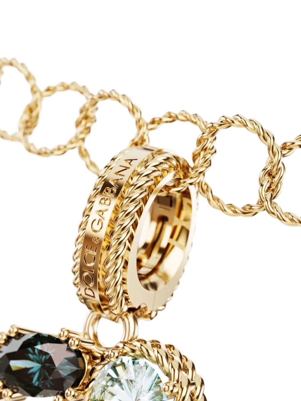 18kt yellow gold G letter gemstone pendant - 2