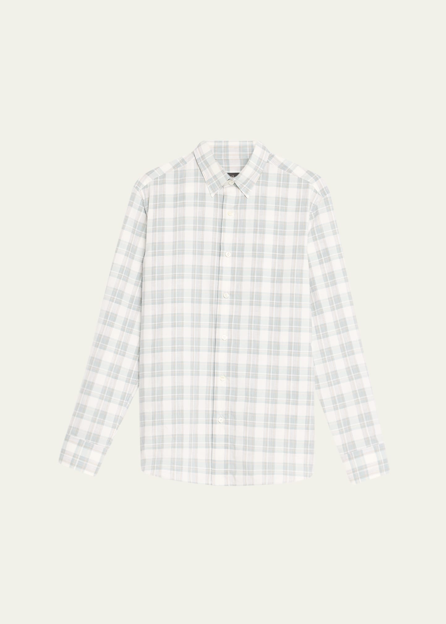 Men's Cotton-Linen Plaid Sport Shirt - 1
