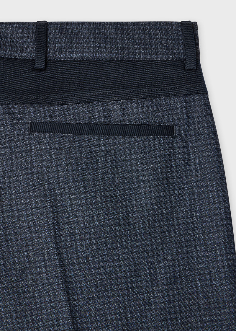 Paul Smith Navy Wool Check Contrast-Panel Trousers outlook