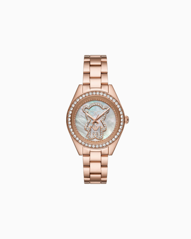 THREE-HAND ROSE GOLD-TONE STAINLESS STEEL WATCH 1