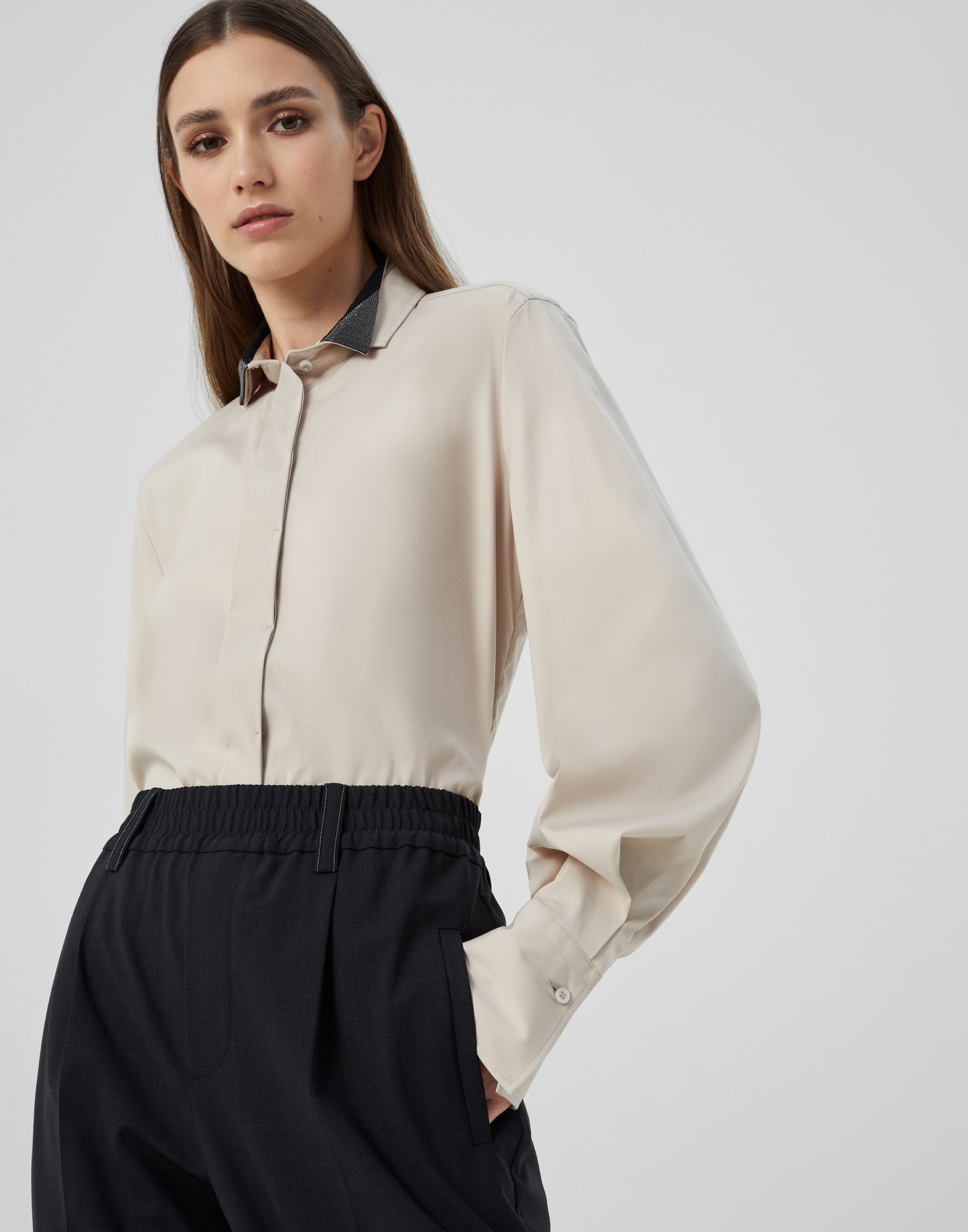 Tropical luxury wool baggy cigarette trousers with shiny belt loops - 3
