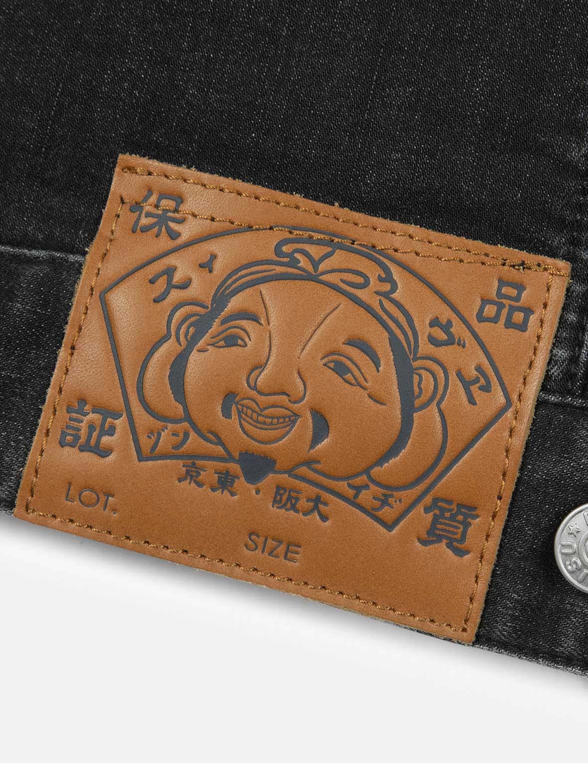 Graffiti-Style Daicock Print Loose Fit Denim Jacket - 9