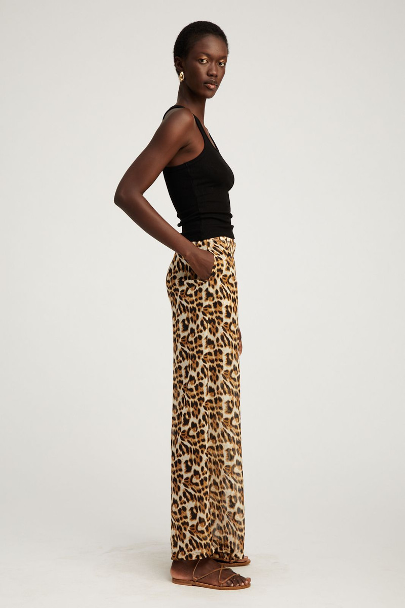 SPRWMN LEOPARD SILK WIDE LEG TROUSERS outlook