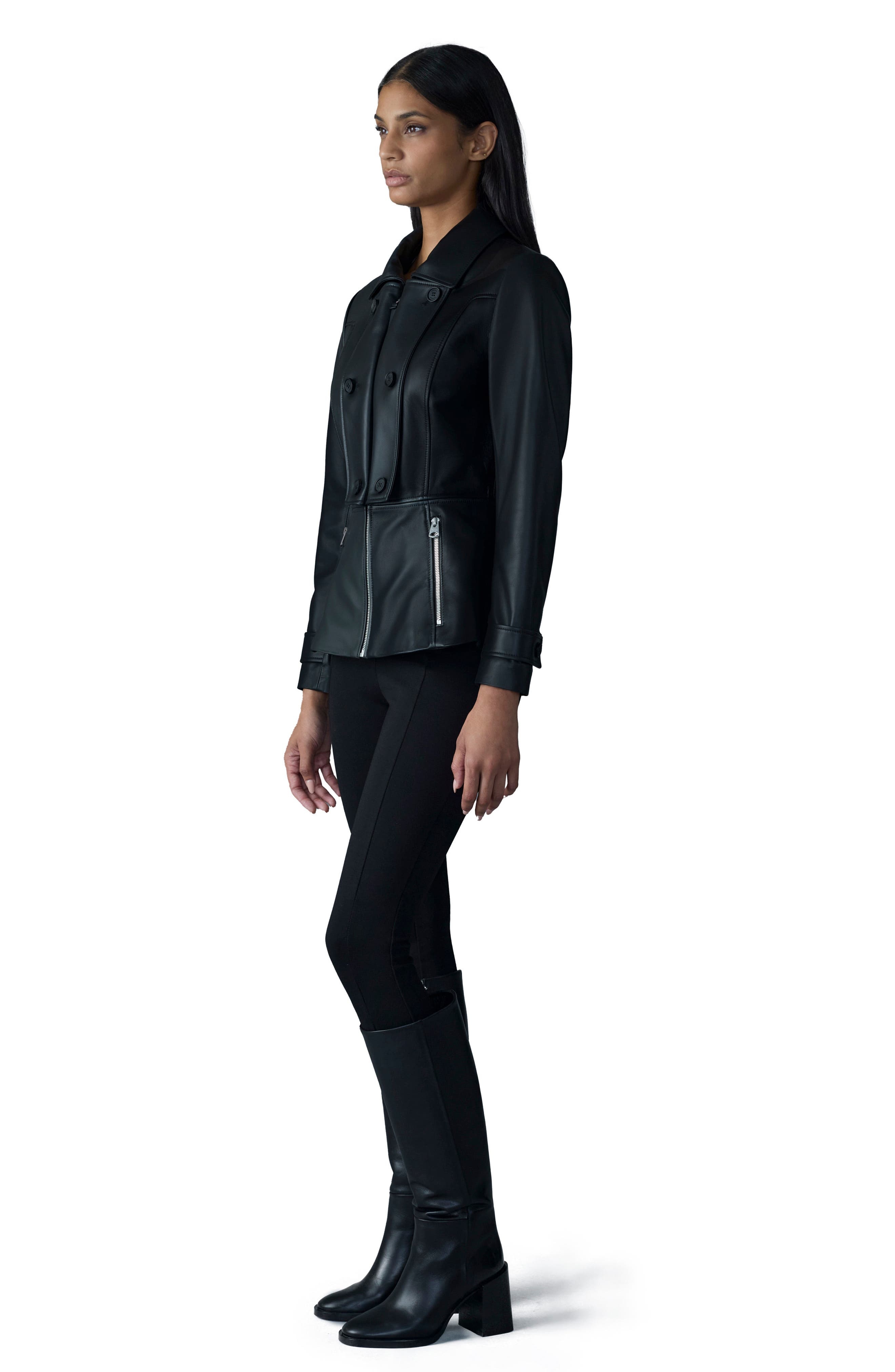 Mackage Barbara Leather Peplum Jacket in Black at Nordstrom - 5