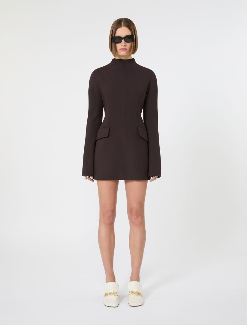 Sportmax Short, contoured gabardine dress - chocolate outlook