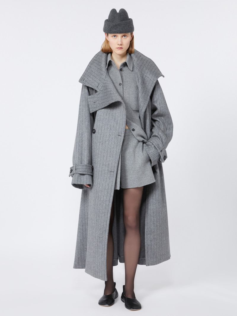Sportmax AROLD1234 Pinstriped trench coat in pure wool - RUNWAY outlook