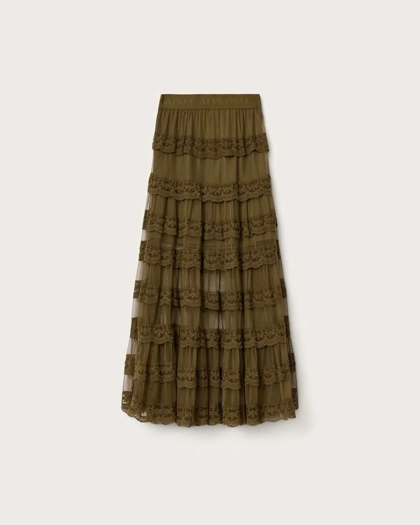 MAGGIE TIERED LACE MAXI SKIRT - 1