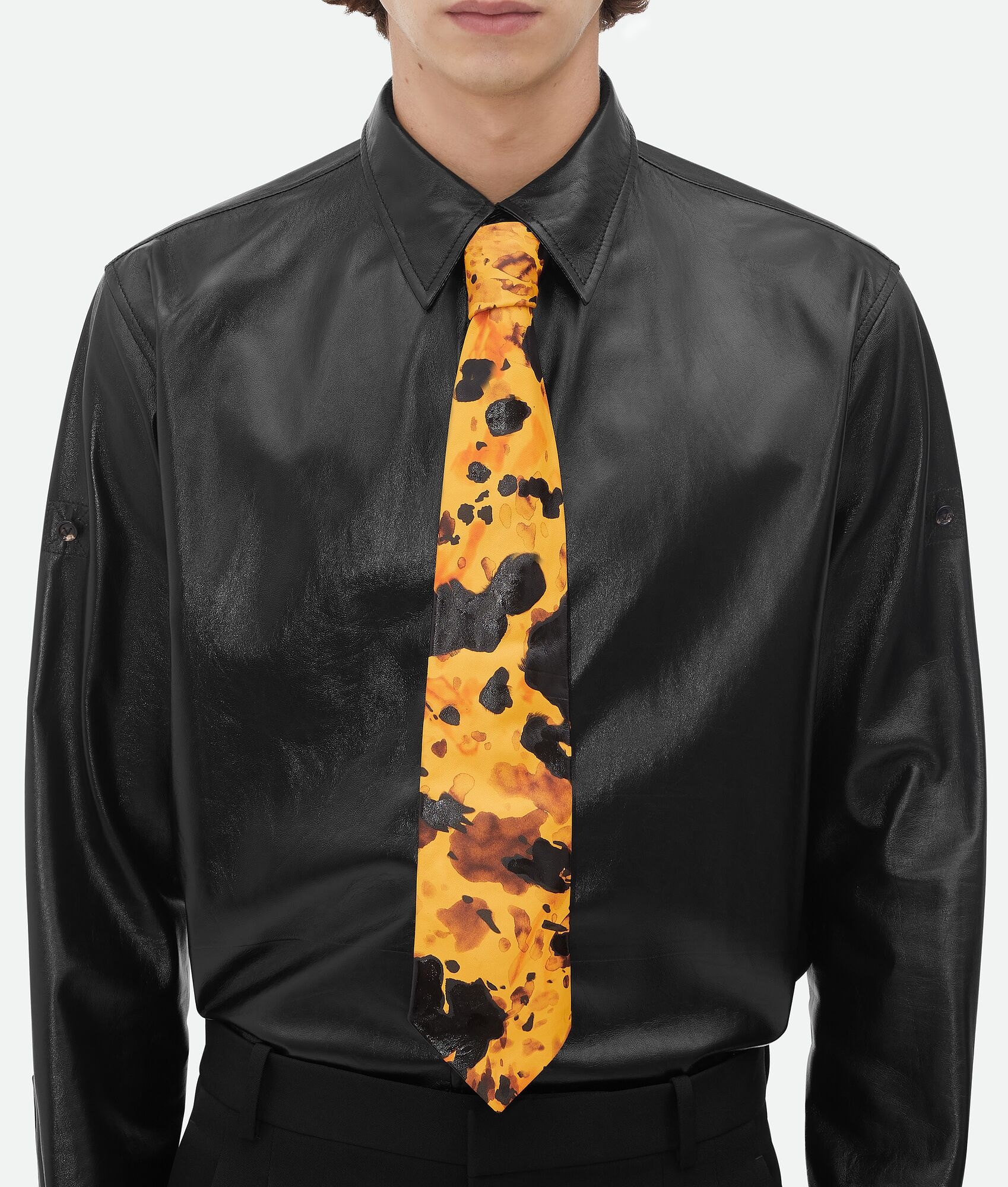 Turtle Shell Printed Leather Tie - 2