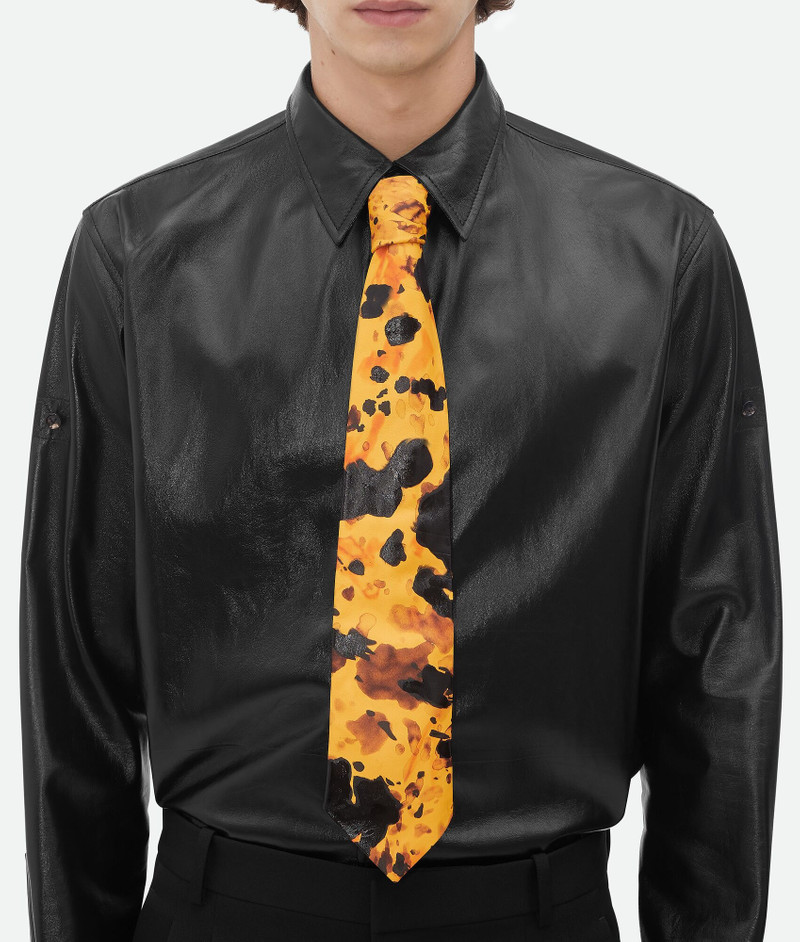 Bottega Veneta Turtle Shell Printed Leather Tie outlook