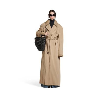 BALENCIAGA Women's Maxi Deconstructed Trench Coat in Dark Beige outlook
