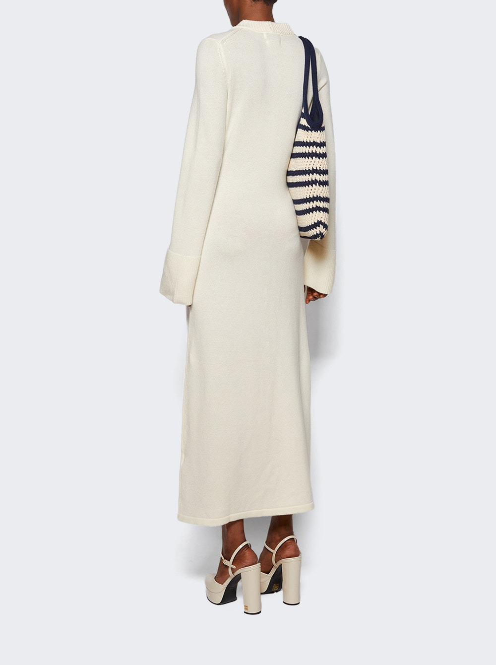 Ari U Neck Below Knee Dress Ivory - 4