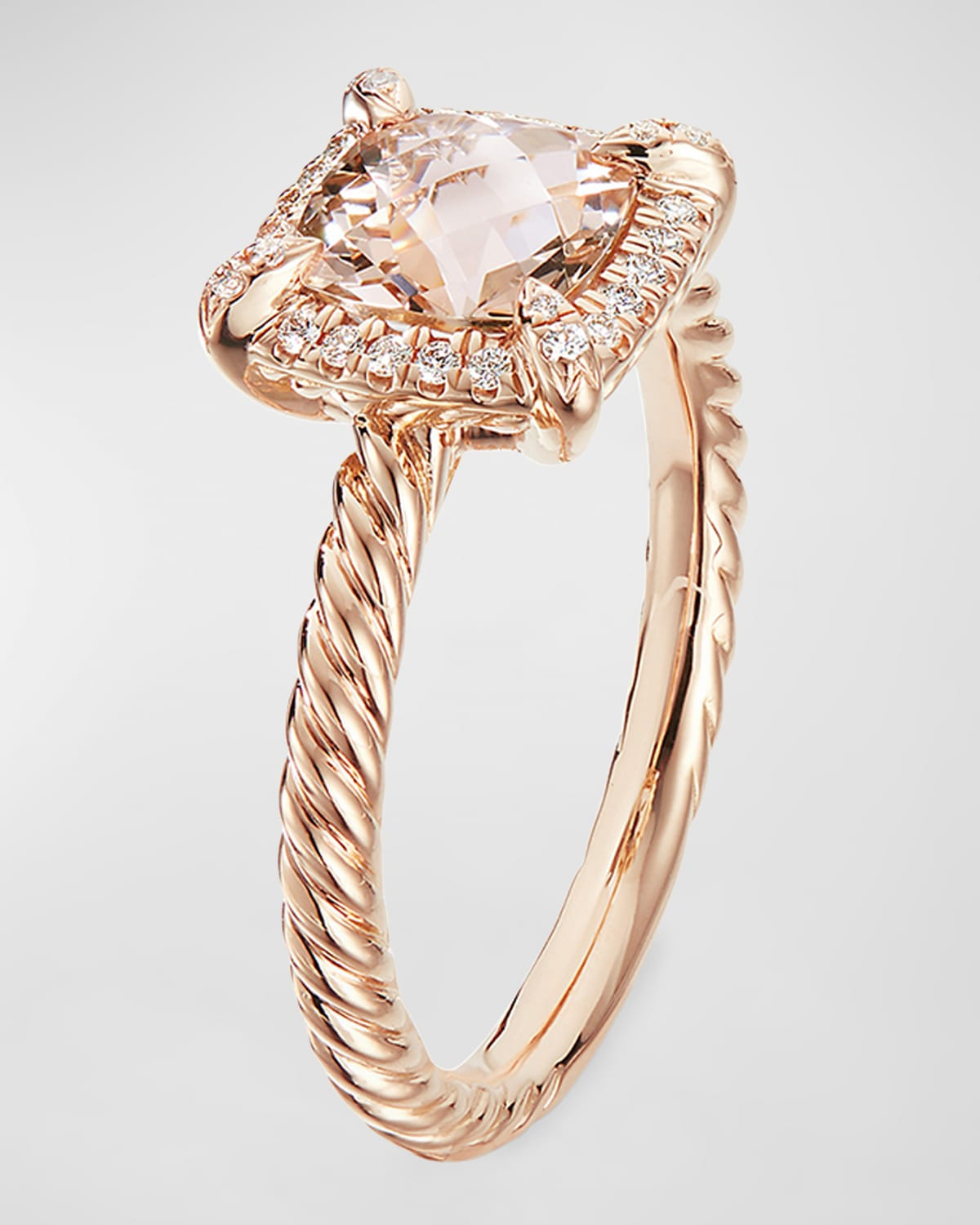 Petite Chatelaine Pave Bezel Ring in 18K Rose Gold with Morganite - 3
