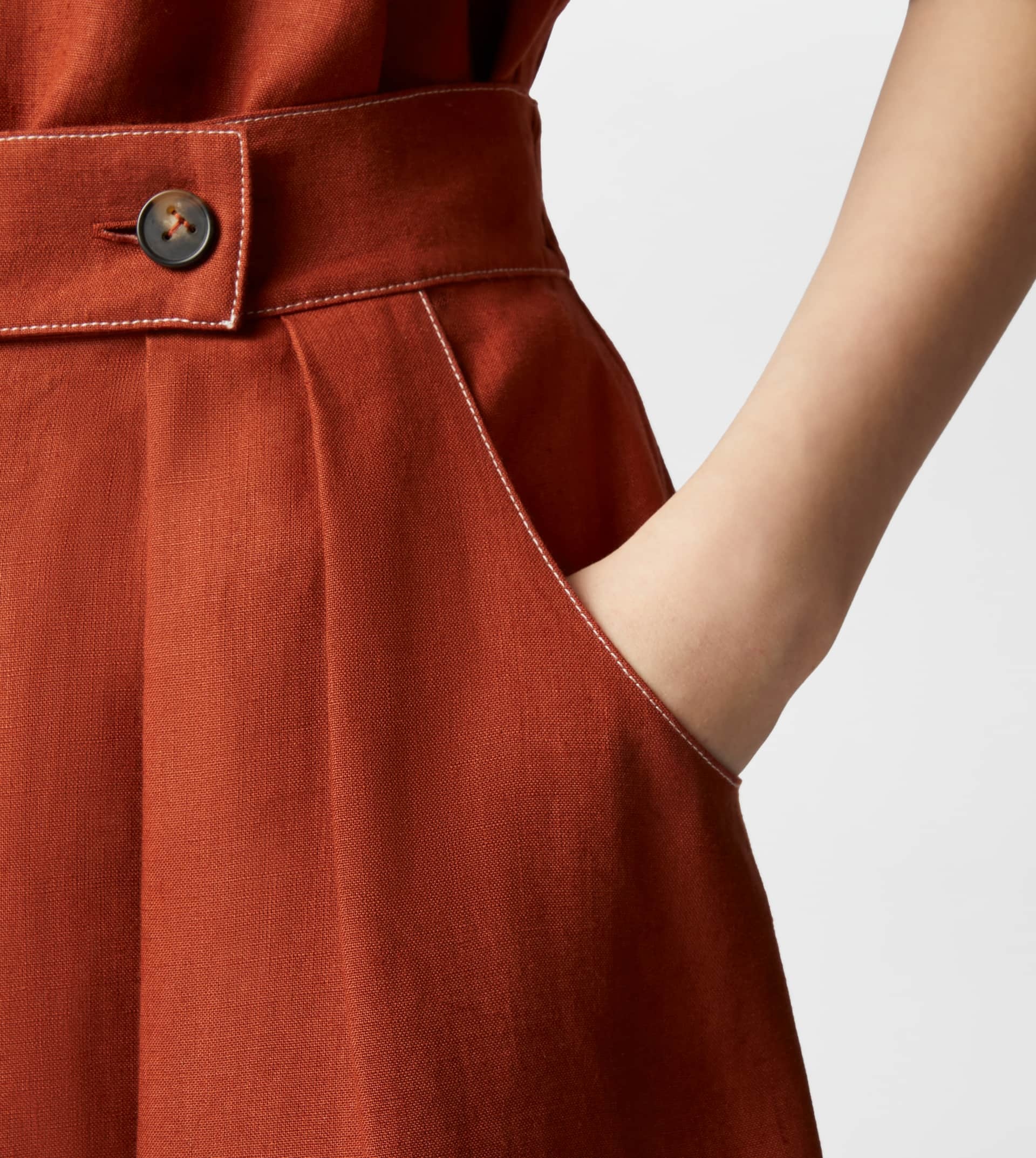 SKIRT IN LINEN - ORANGE - 4