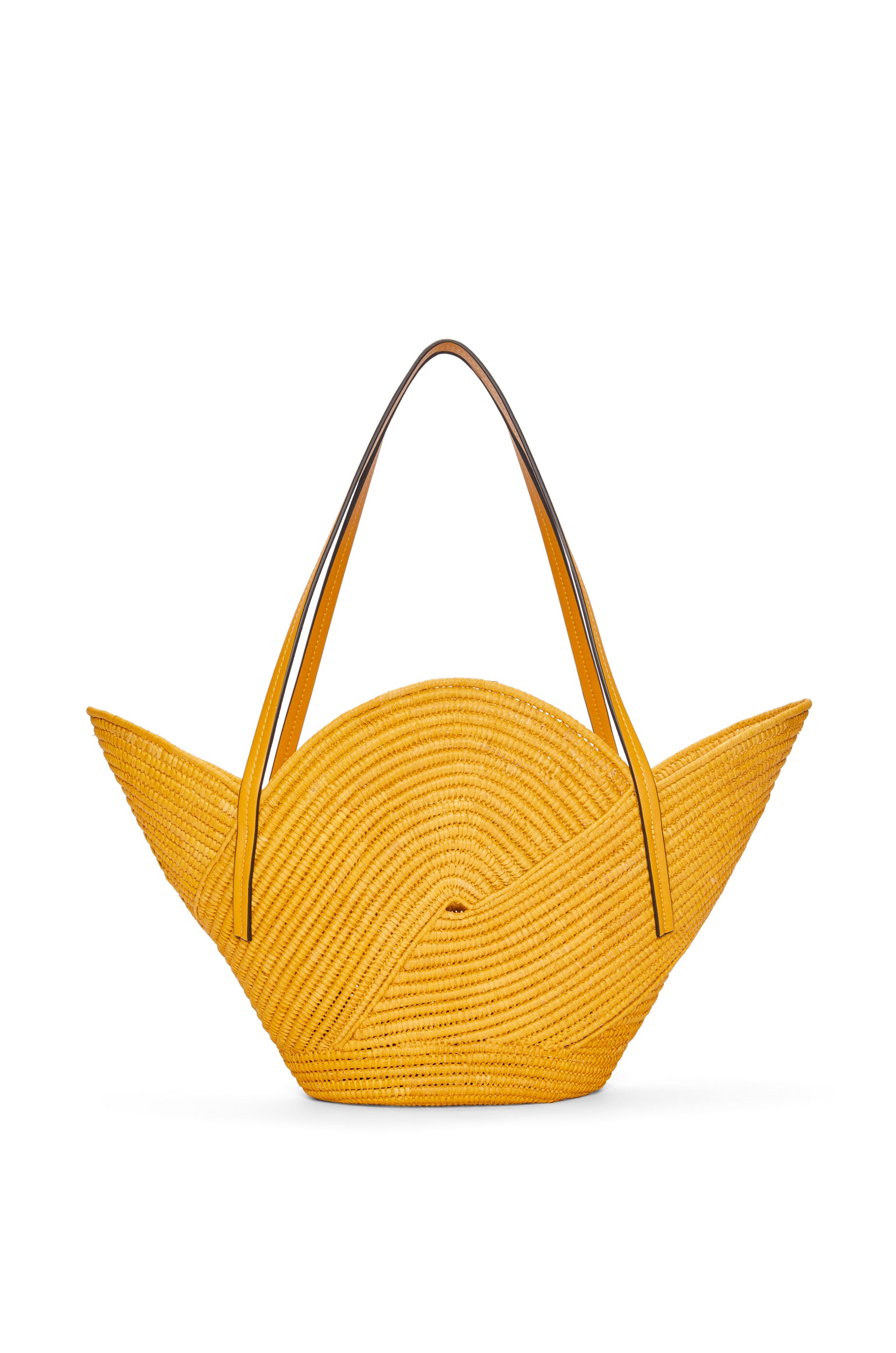 Petal basket bag in raffia and calfskin - 4