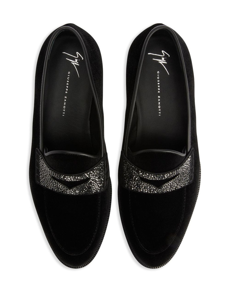 Ermy rhinestone-detail velvet loafers 4