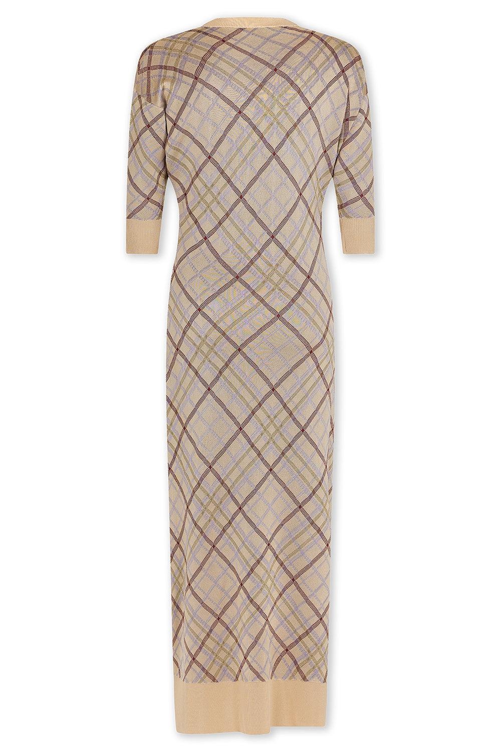 CHECKERED DRESS WITH LONG CARDIGAN - 5
