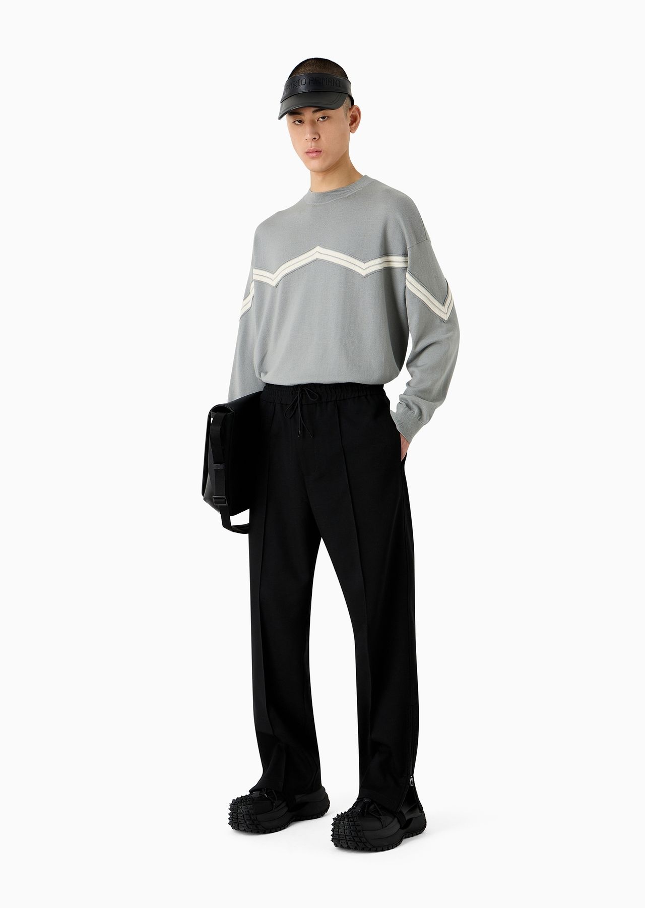 Wool-blend drawstring trousers with veining - 4