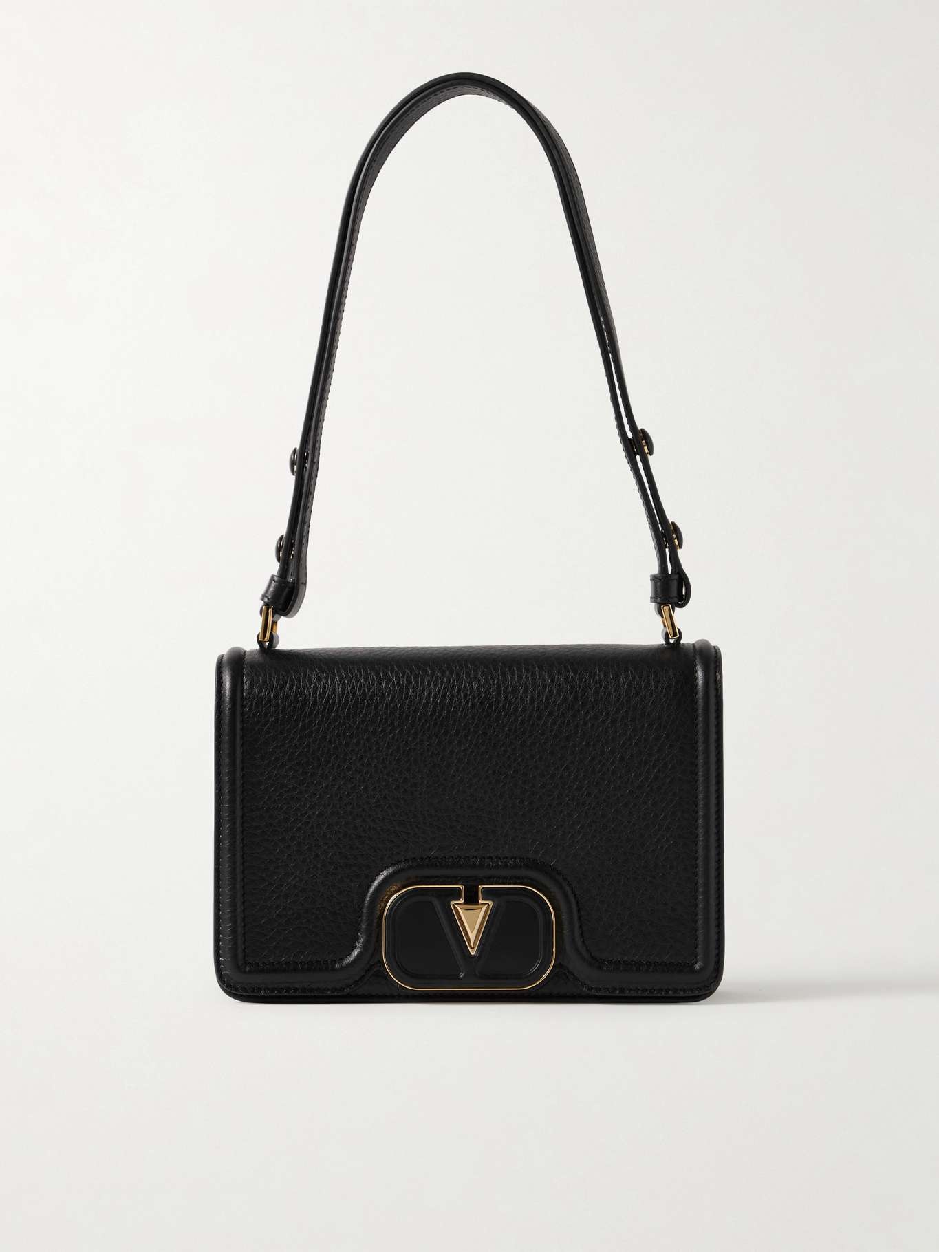 VLOGO small embellished textured-leather shoulder bag - 1