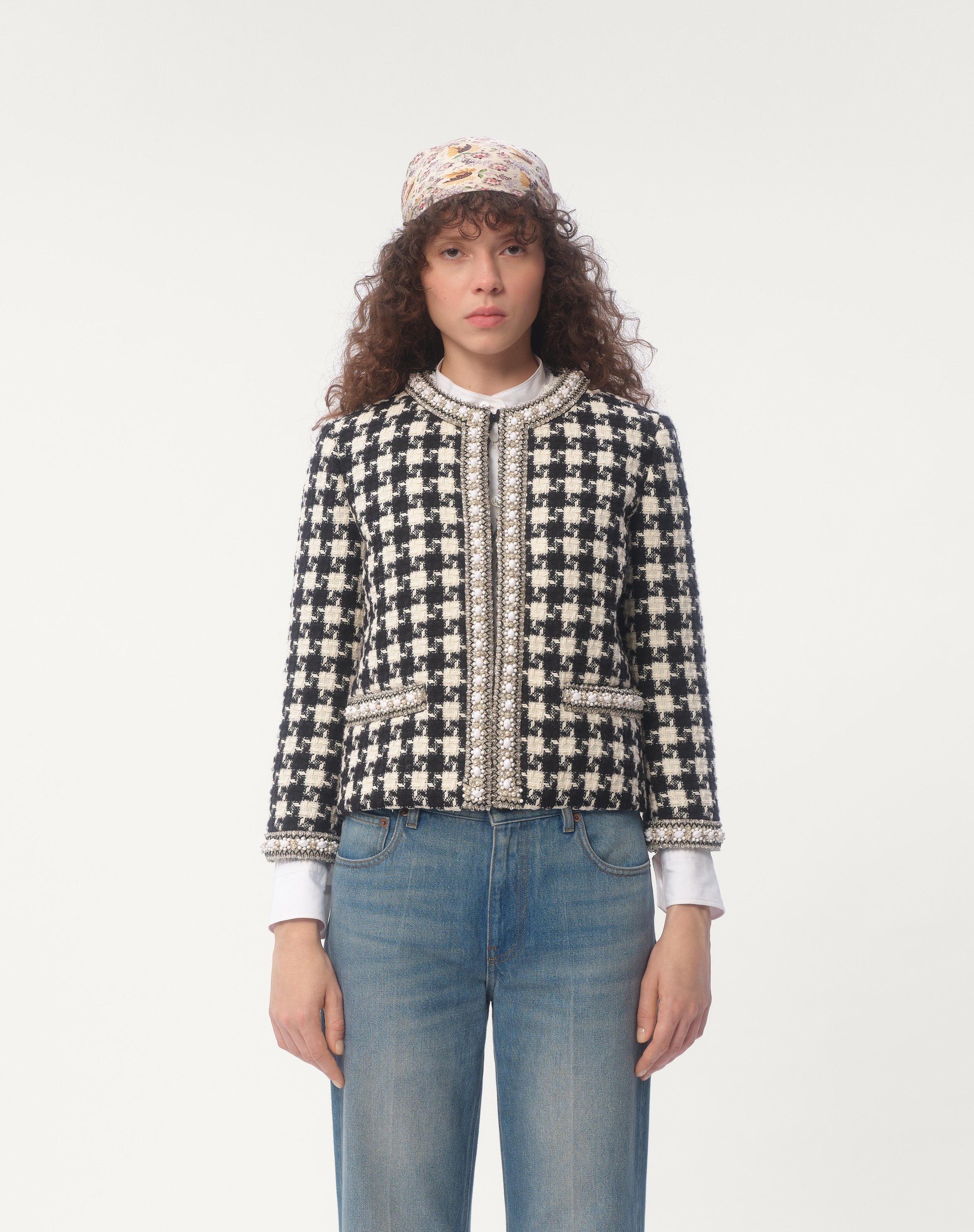 EMBROIDERED JACKET IN DAMIER LIGHT TWEED - 4