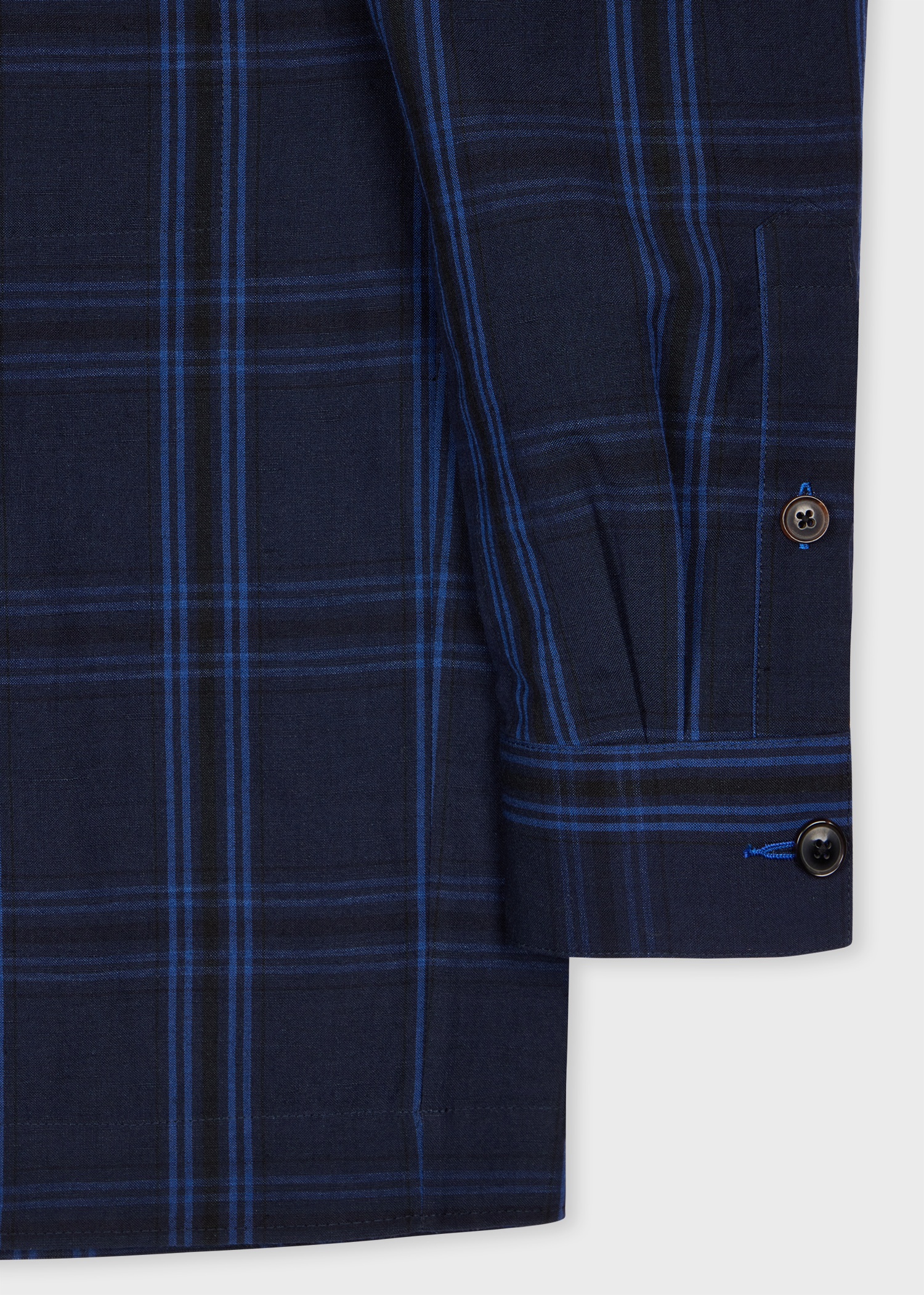 Navy Check Wool-Linen Zip Jacket - 3