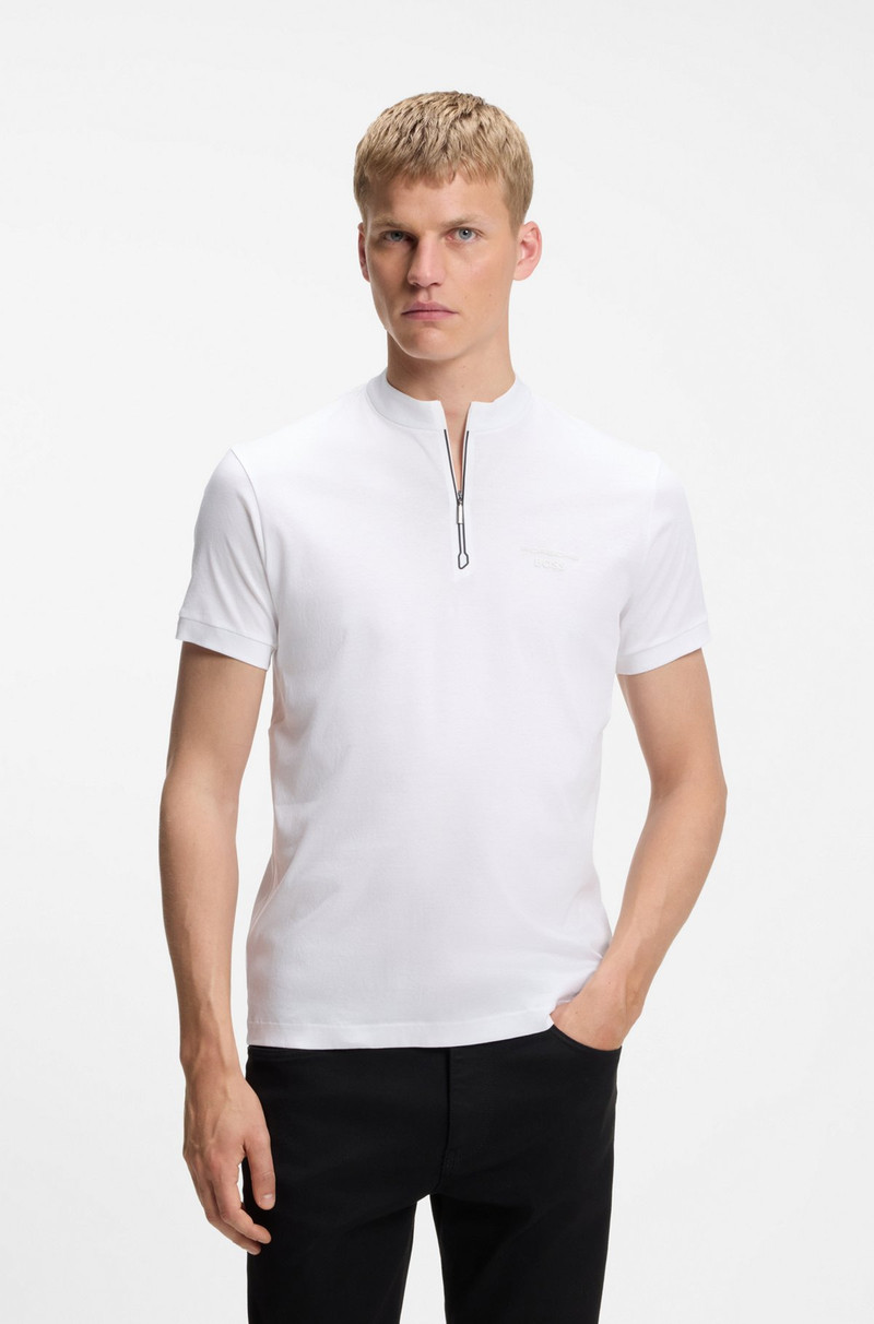 PORSCHE X BOSS ZIPPER-NECK POLO SHIRT IN COTTON 2