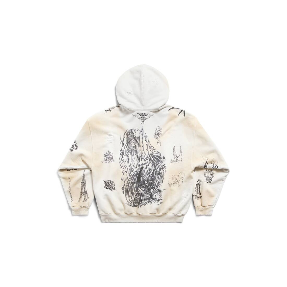 Men's Tat Zip-up Hoodie Medium Fit in Off White/black - 6