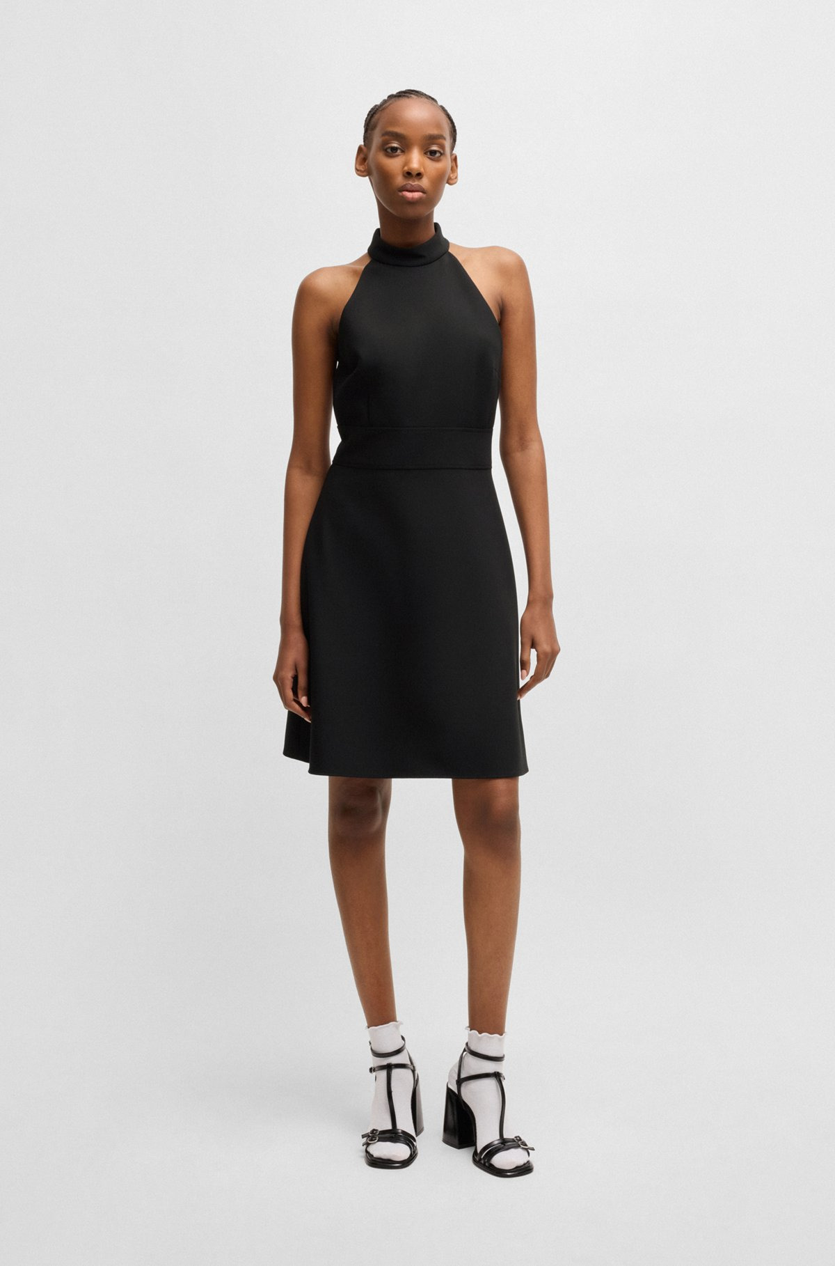 MOCK-NECK DRESS IN STRETCH FABRIC - 3