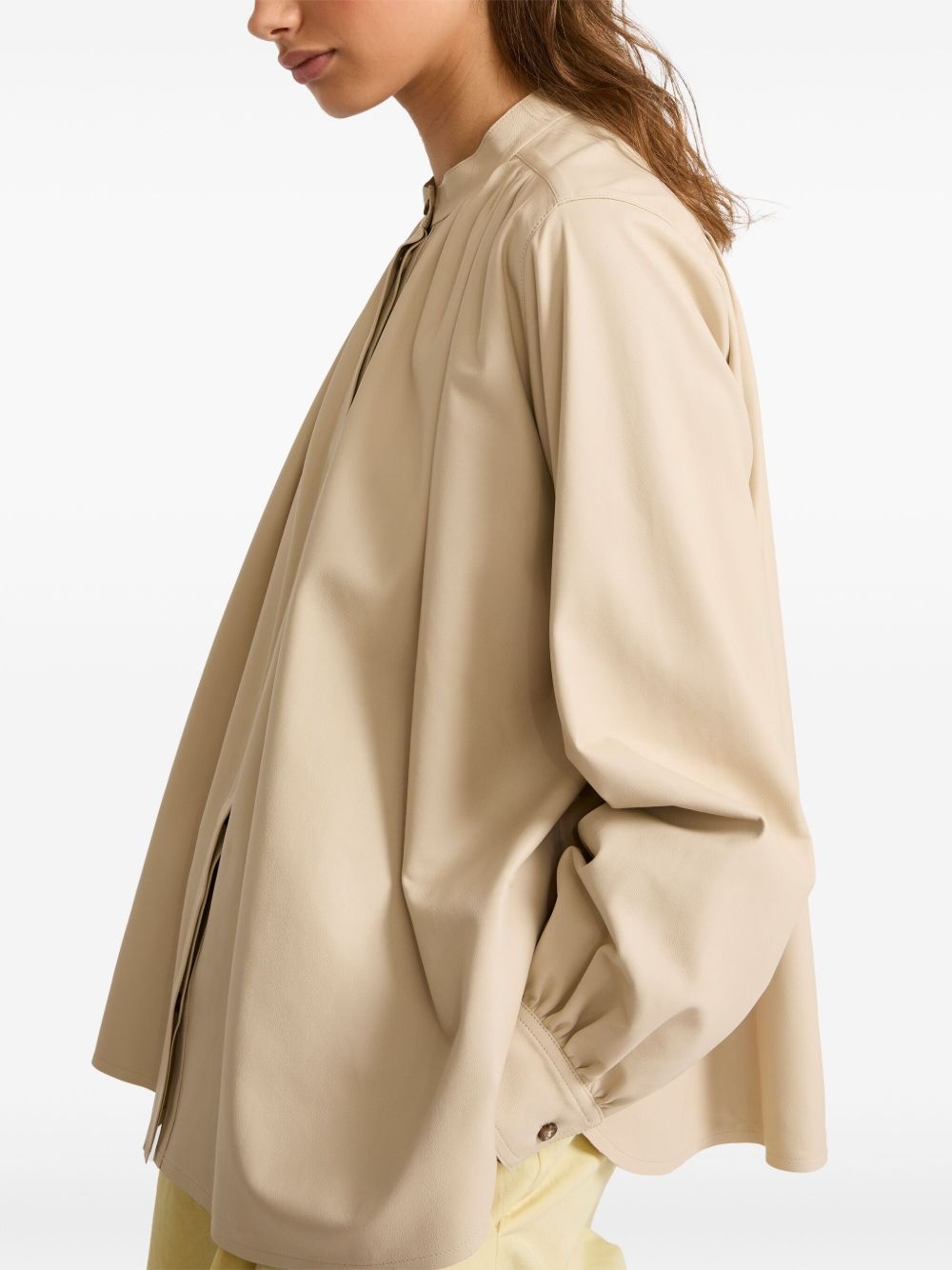 pleated leather shirt - 5