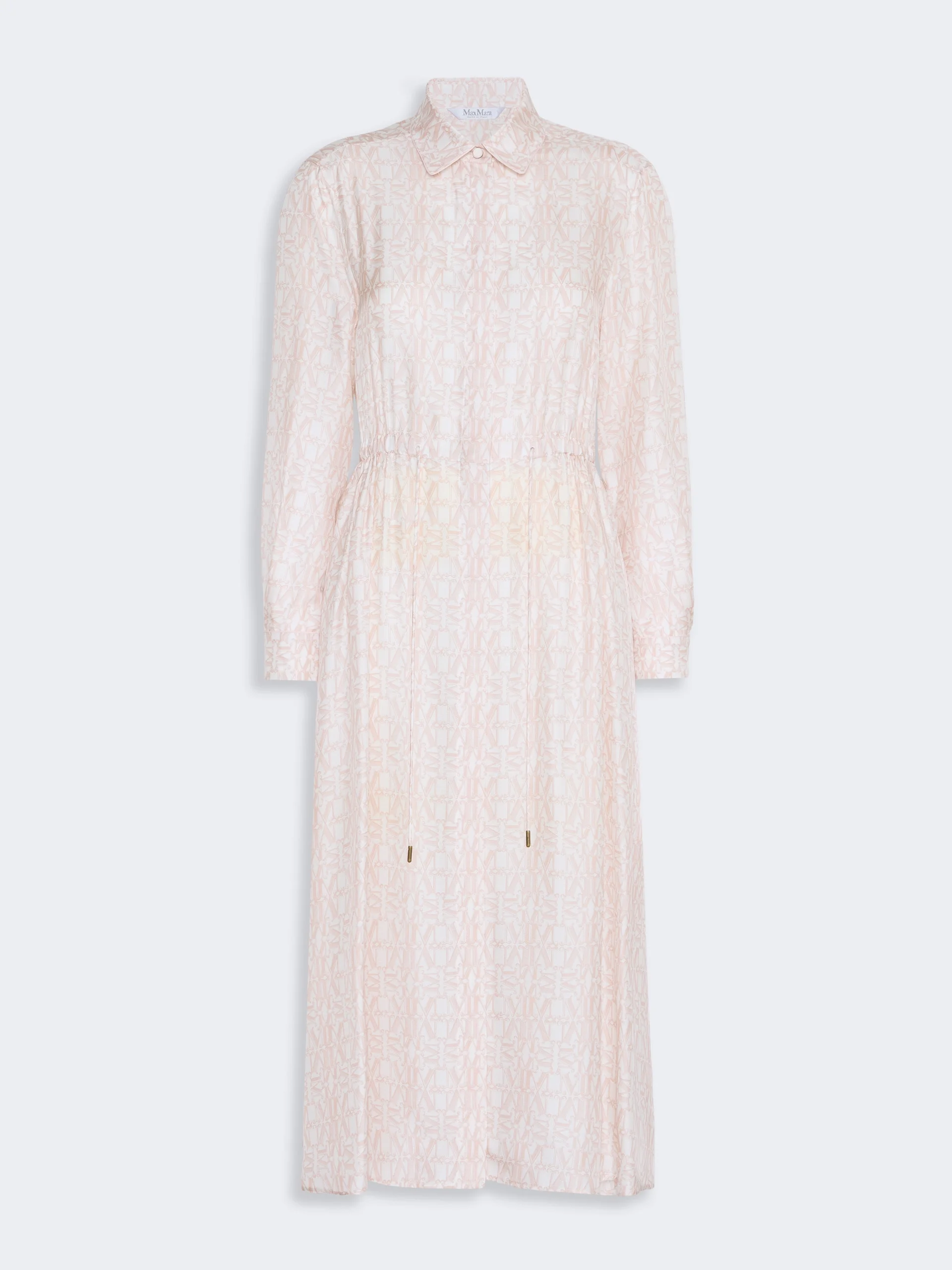 FARAONE Long printed silk shirt dress - POWDER - 1