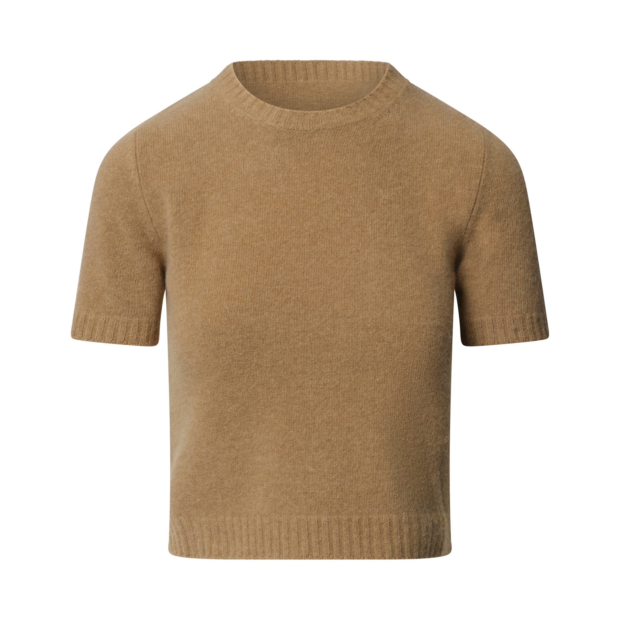 Lambswool Short Sleeve Sweater in Beige - 2