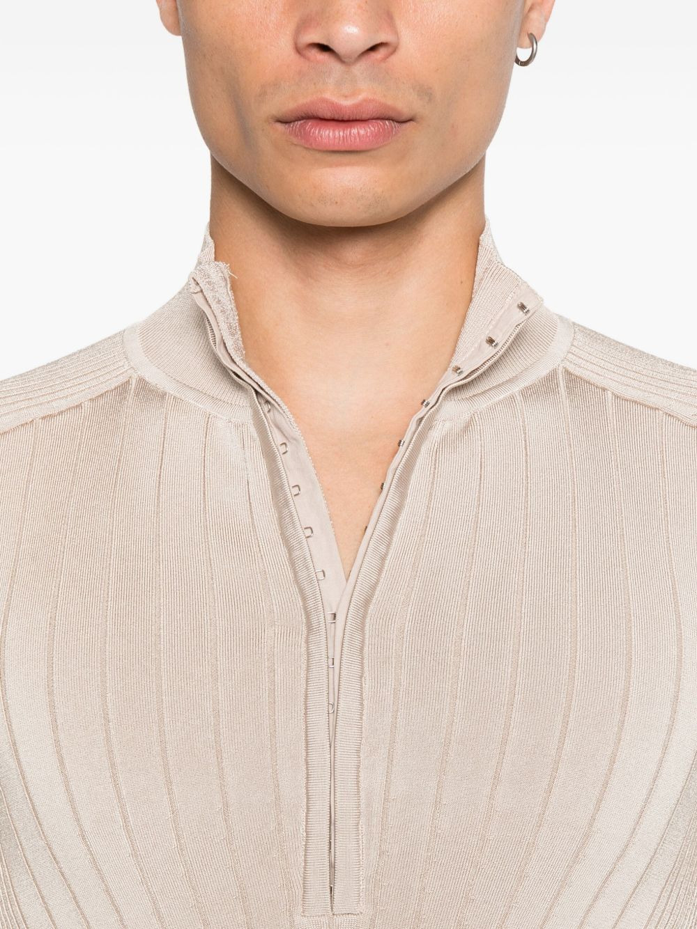 ribbed zip-front polo top - 5