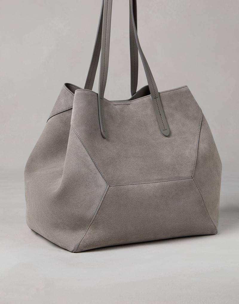 Suede shopper bag with monili 3