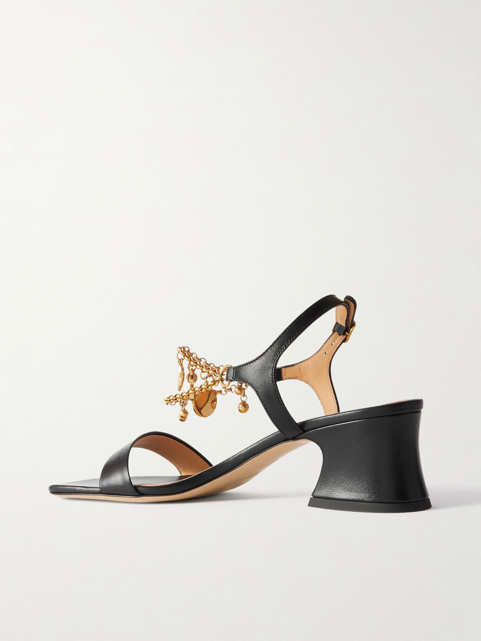 Embellished leather sandals Black - 3