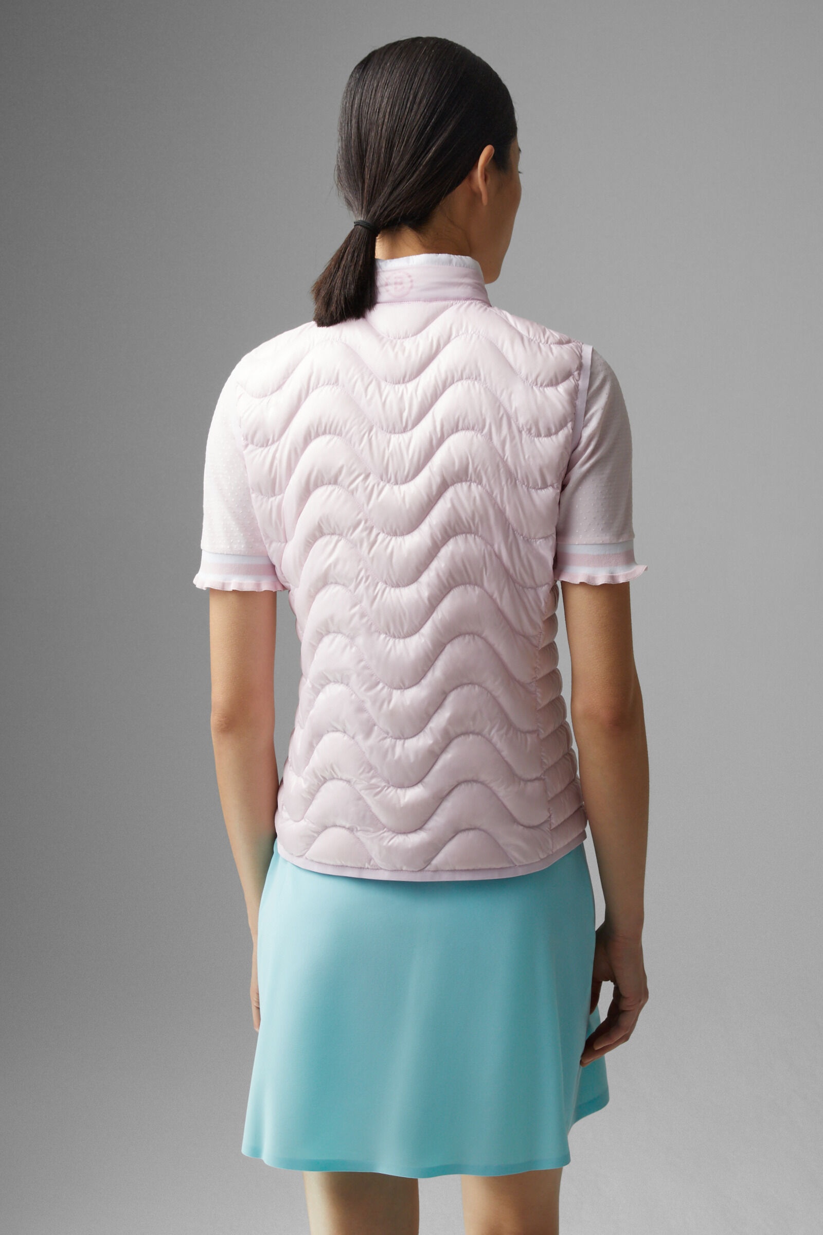 Kleo lightweight down vest in Pink/White - 3