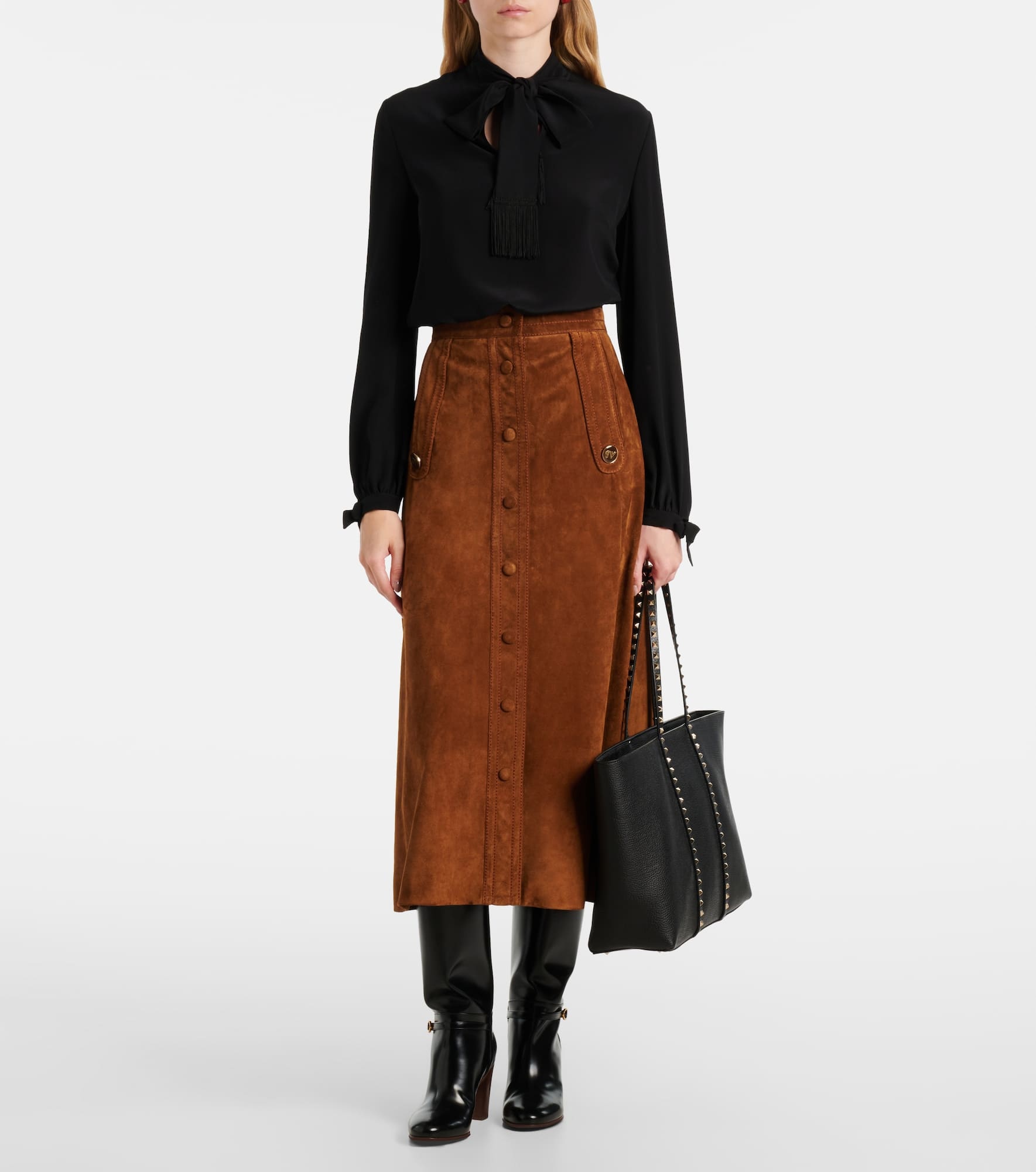 Rockstud leather tote bag - 5