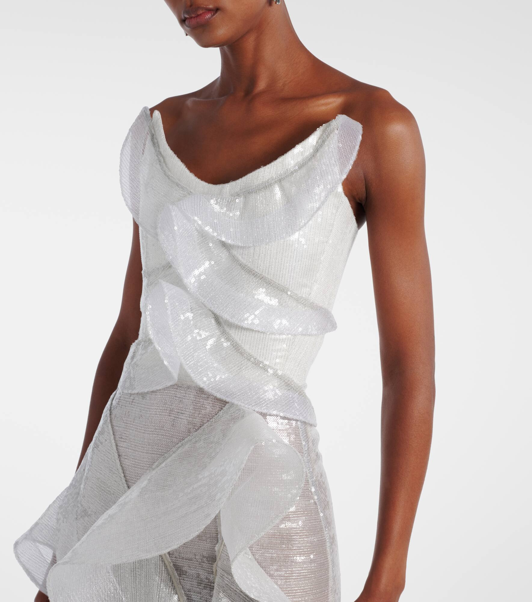 Refraction sequined ruffled gown - 4