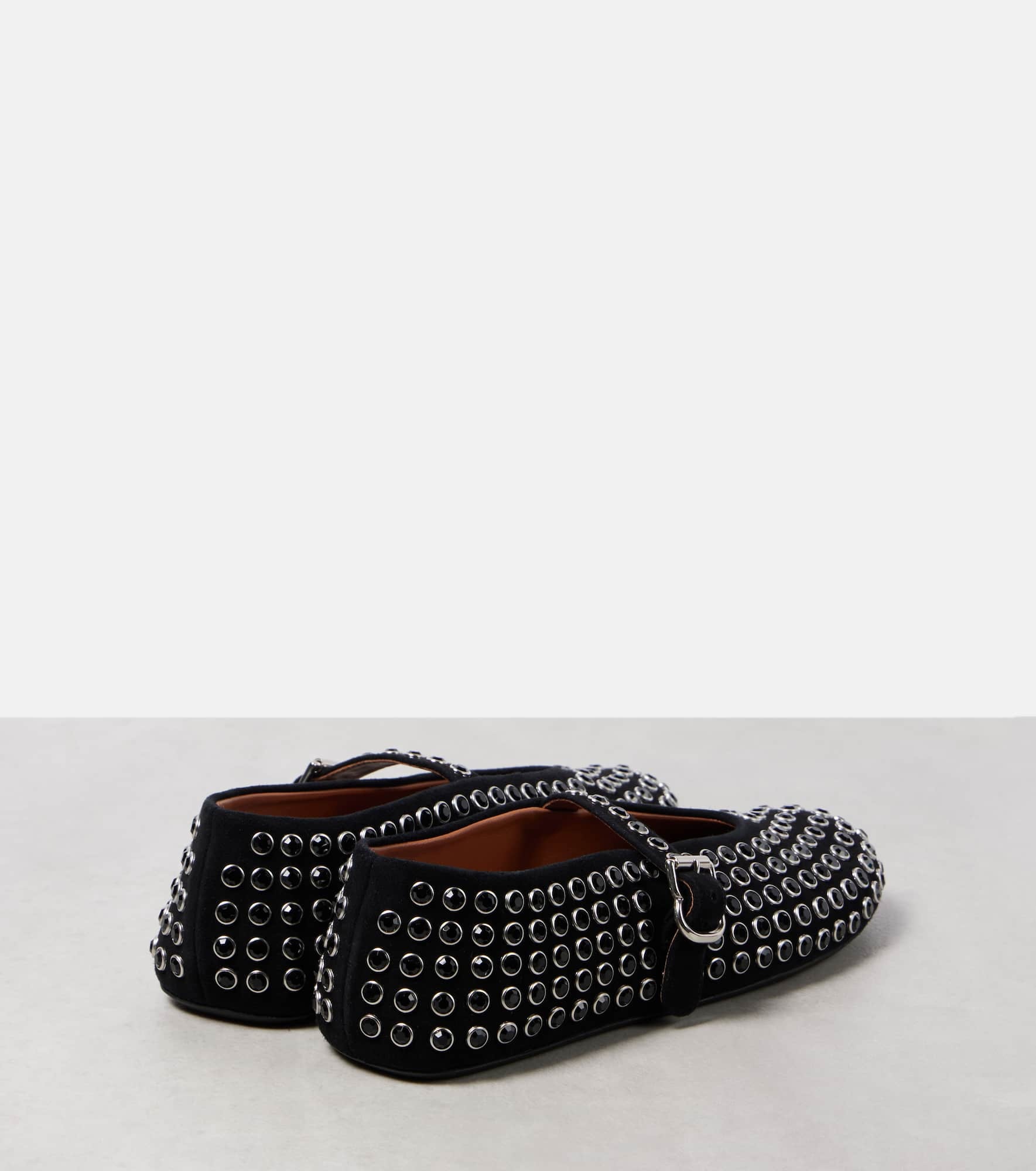 Crystal-embellished suede ballet flats - 2