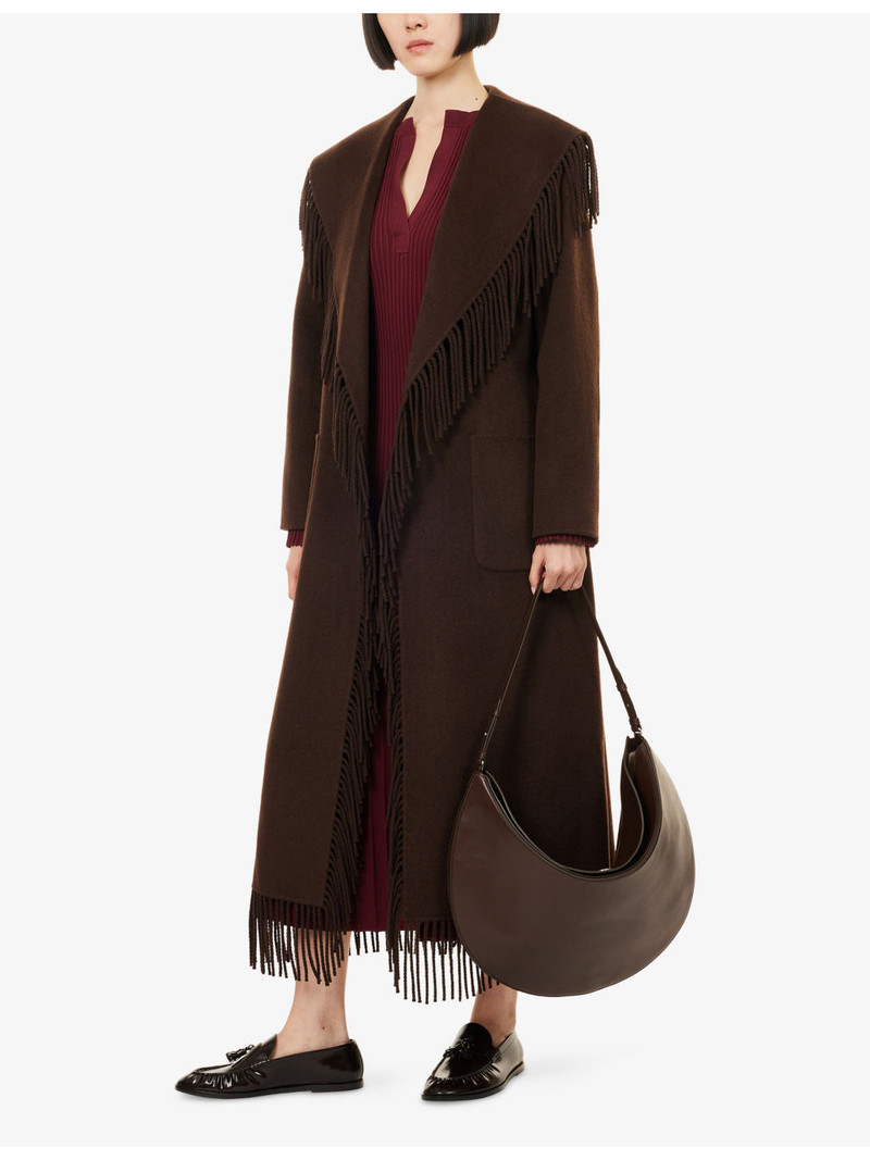 SIMKHAI Carrie Fringed Wool-Blend Coat outlook
