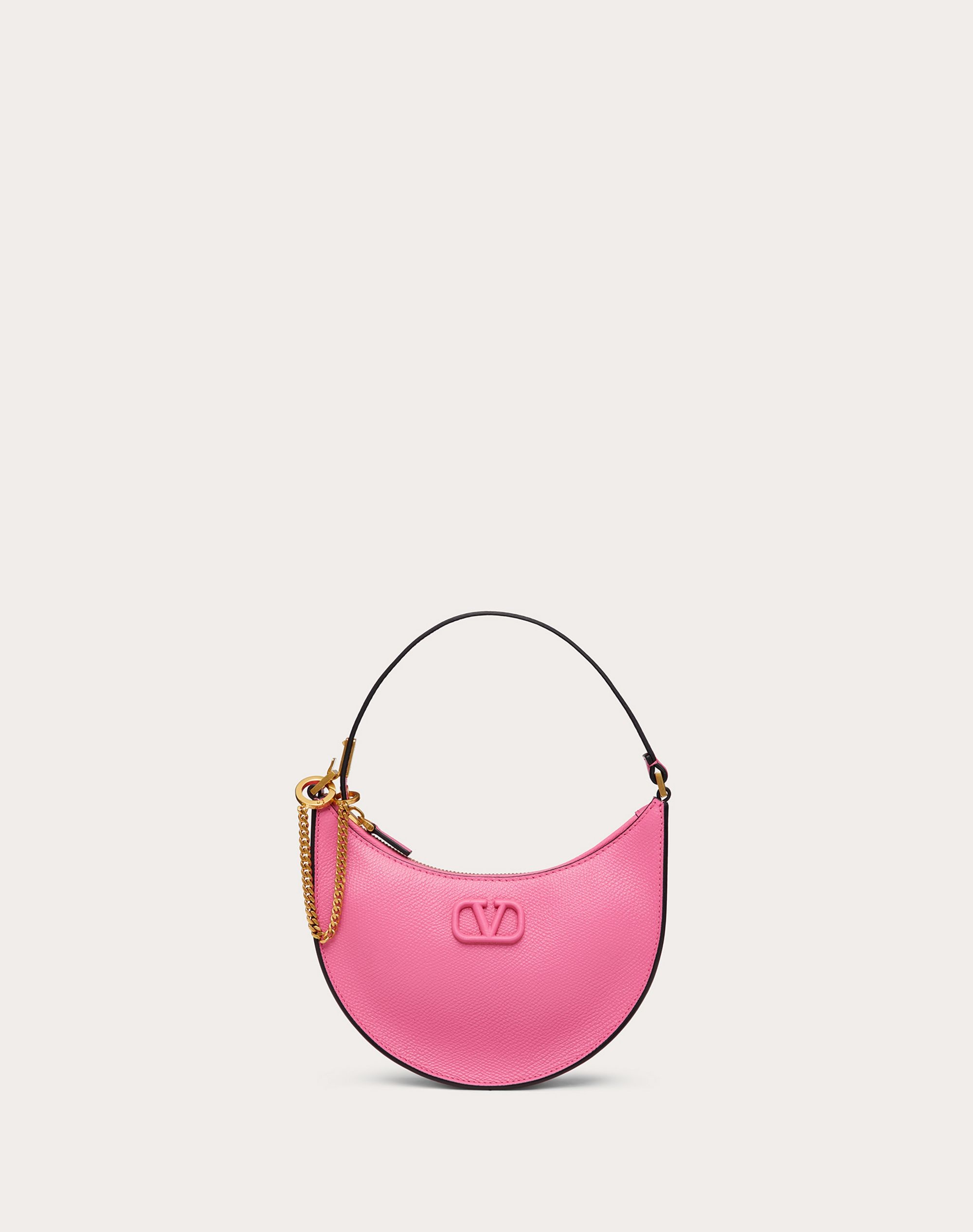 MINI VLOGO SIGNATURE GRAINY CALFSKIN HOBO BAG - 1