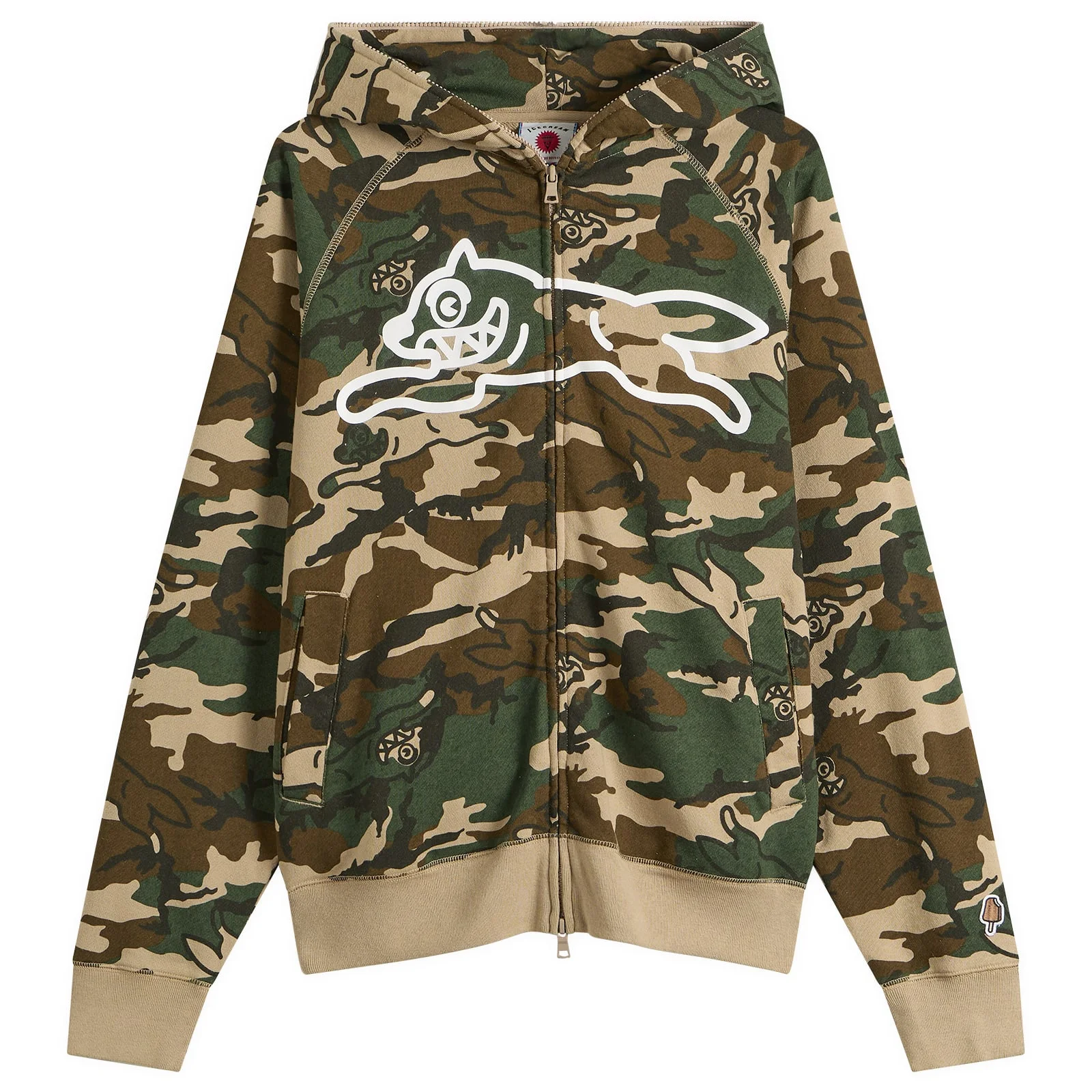 ICECREAM Running Dog Woodland Camo Zip Through Hood - 1