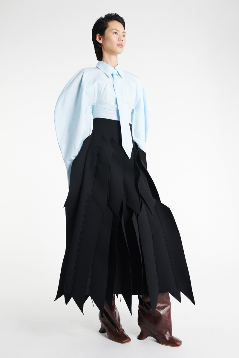 SKIRT WITH PANEL APPLIQUE BLACK 1