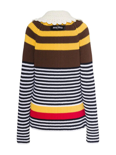 Miu Miu striped zip-up cardigan outlook