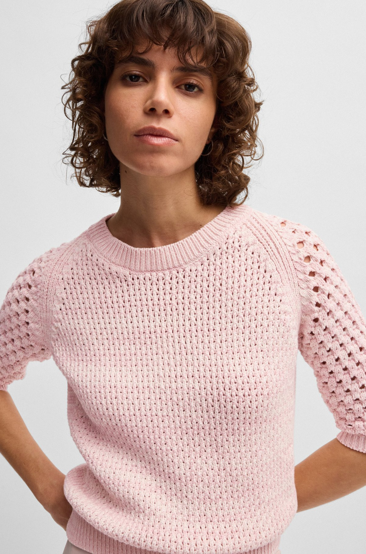 SWEATER WITH MIXED KNITS - 5