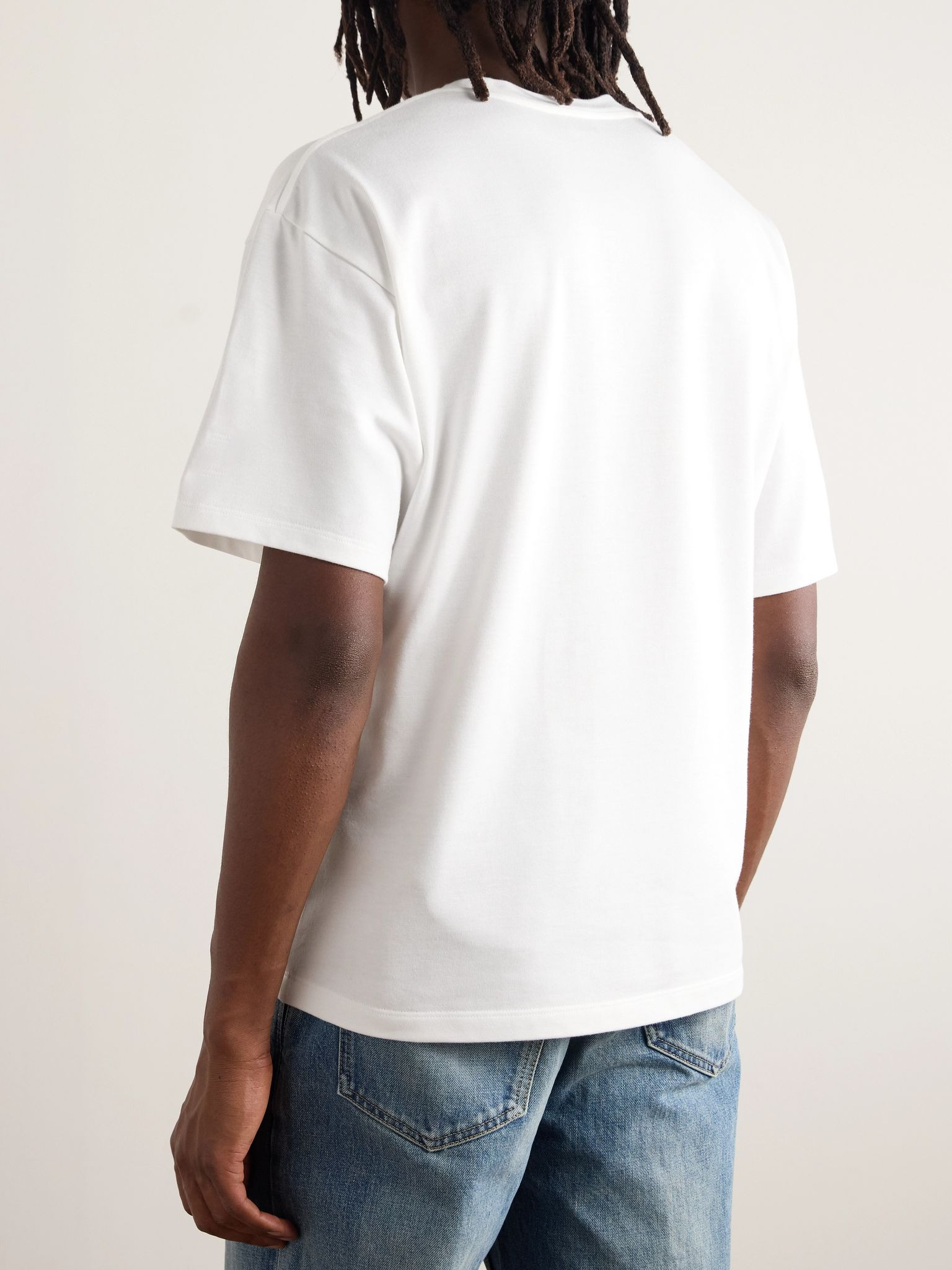 Logo-Appliquéd Cotton and Modal-Blend Jersey T-Shirt White - 4