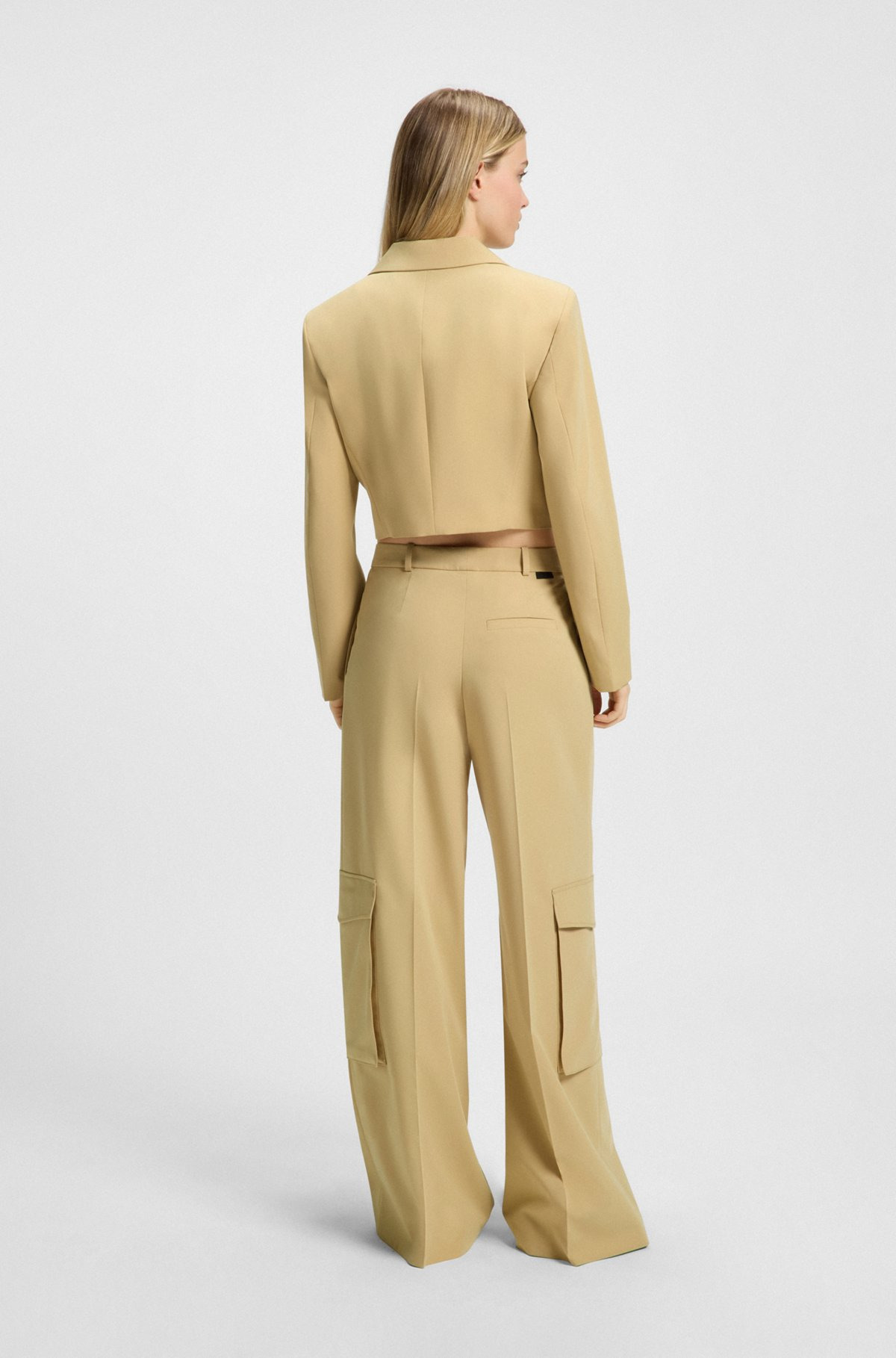 CROPPED REGULAR-FIT BLAZER WITH BELT CLOSURE - 4