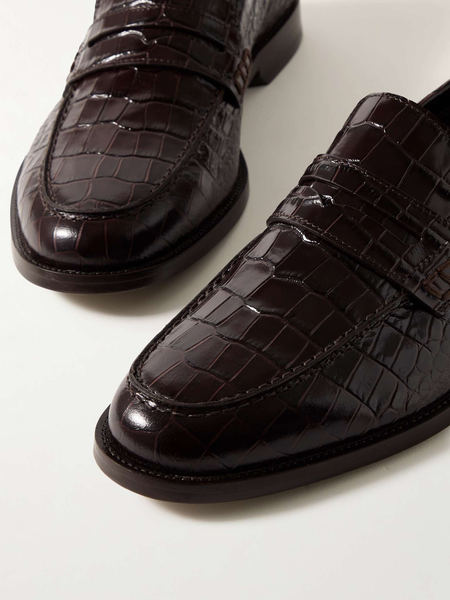 Perry Croc-Effect Leather Penny Loafers - 6