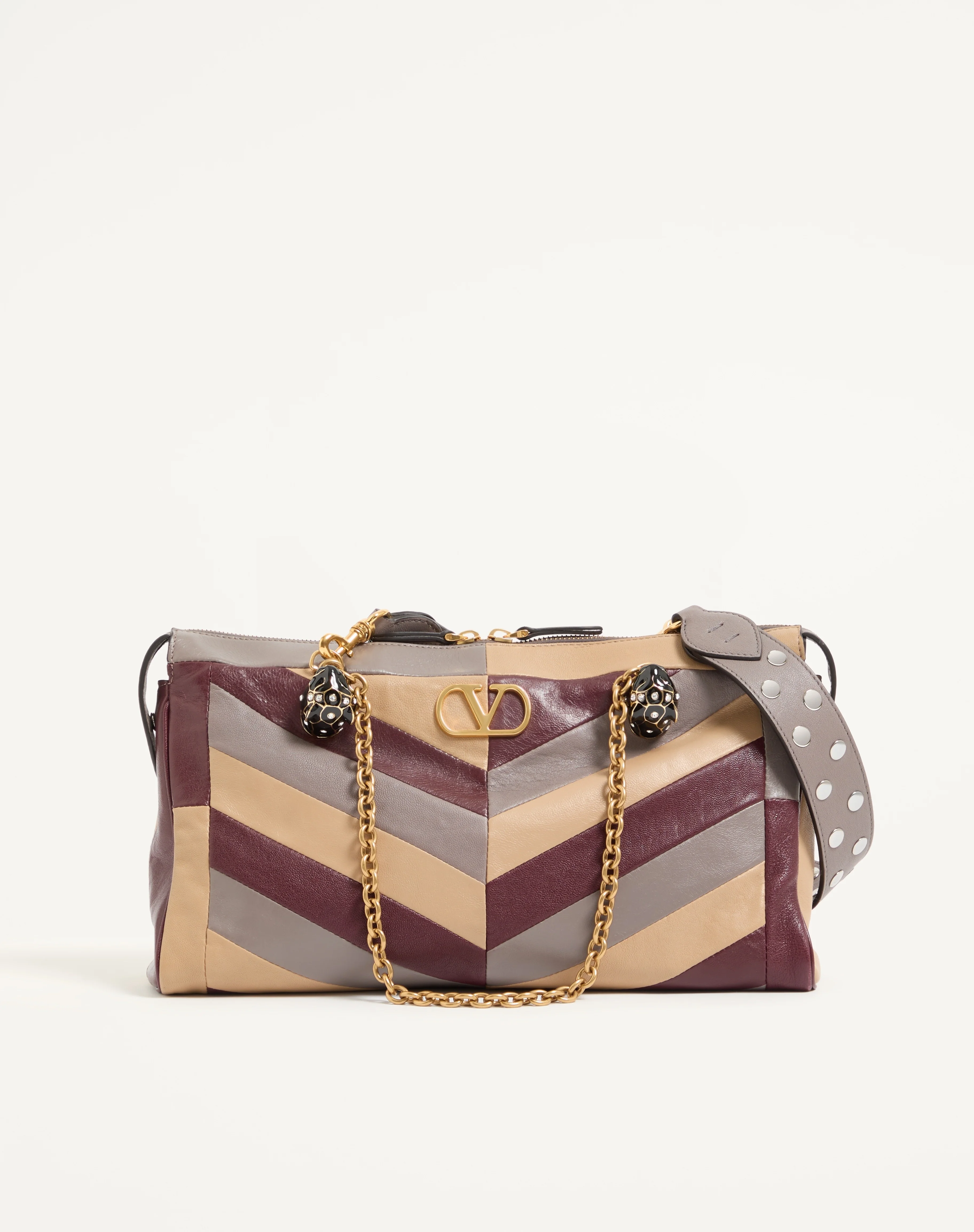 VALENTINO GARAVANI PANTHEA MEDIUM SHOULDER BAG IN NAPPA WITH A CHEVRON PATTERN - 1