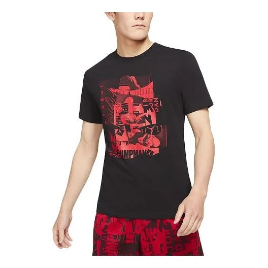Air Jordan Jumpman Flight Basketball Sports Printing Round Neck Short Sleeve Black DA9880-010 - 1