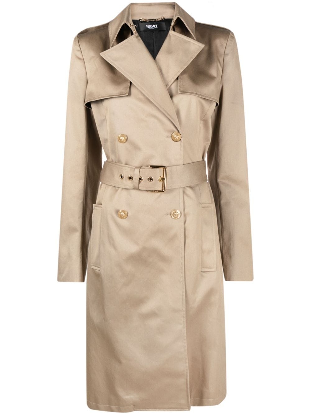 double-breasted cotton trench coat - 1